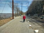 Karen walks the Enola Low Grade Rail Trail